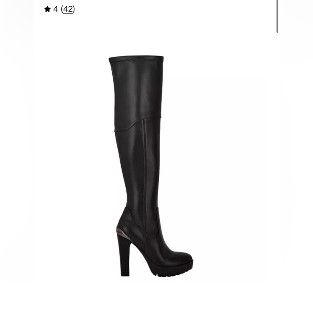 Guess Womens Taylin Faux Leather Lugged Sole Thigh-High Boots